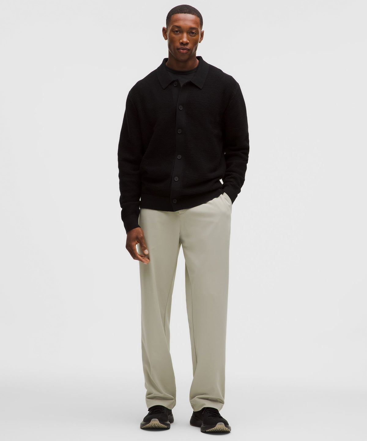 Cotton-Blend Knit Collared Cardigan