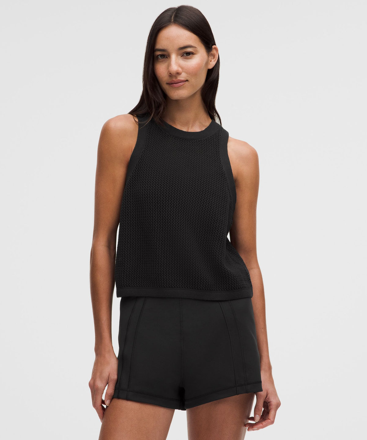 Cotton-Blend Crochet Mesh Tank Top