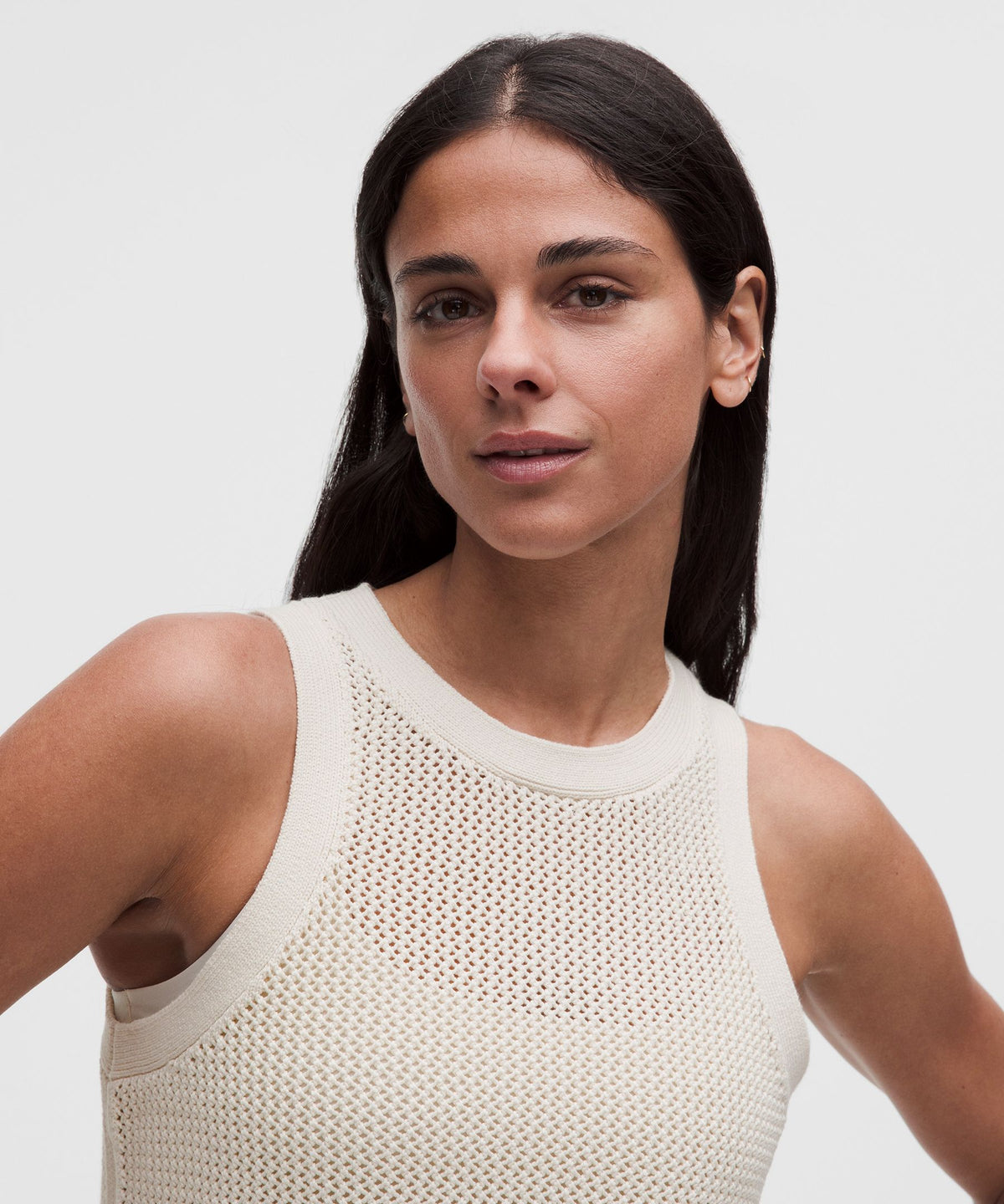 Cotton-Blend Crochet Mesh Tank Top