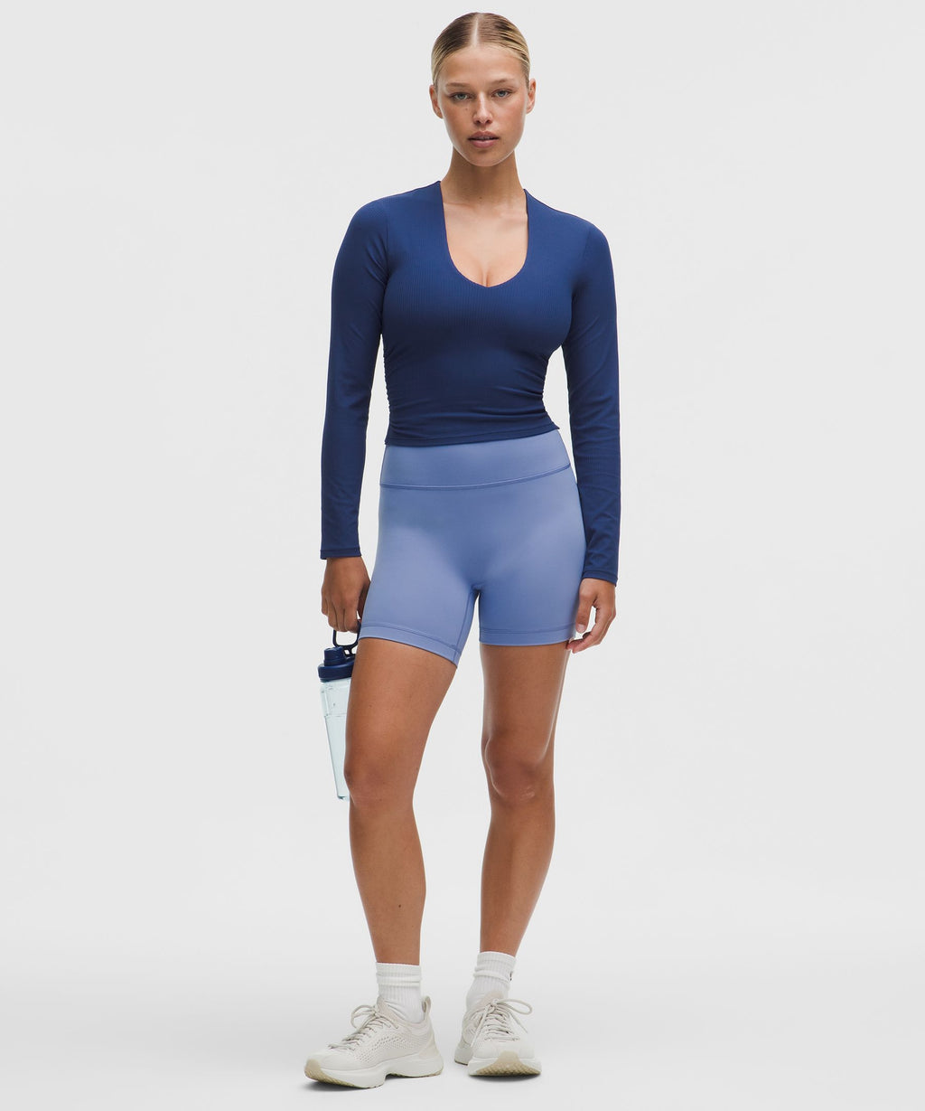 All It Takes Ribbed Nulu V-Neck Long-Sleeve ShirtB-D Cups