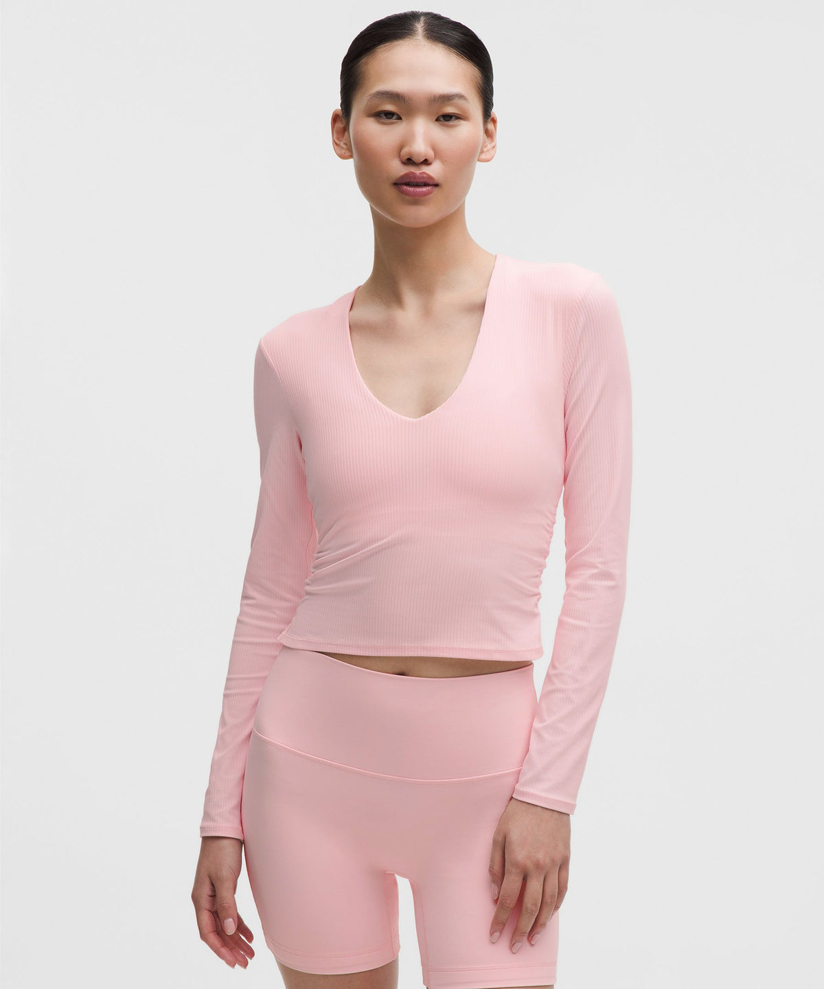 All It Takes Ribbed Nulu V-Neck Long-Sleeve ShirtB-D Cups