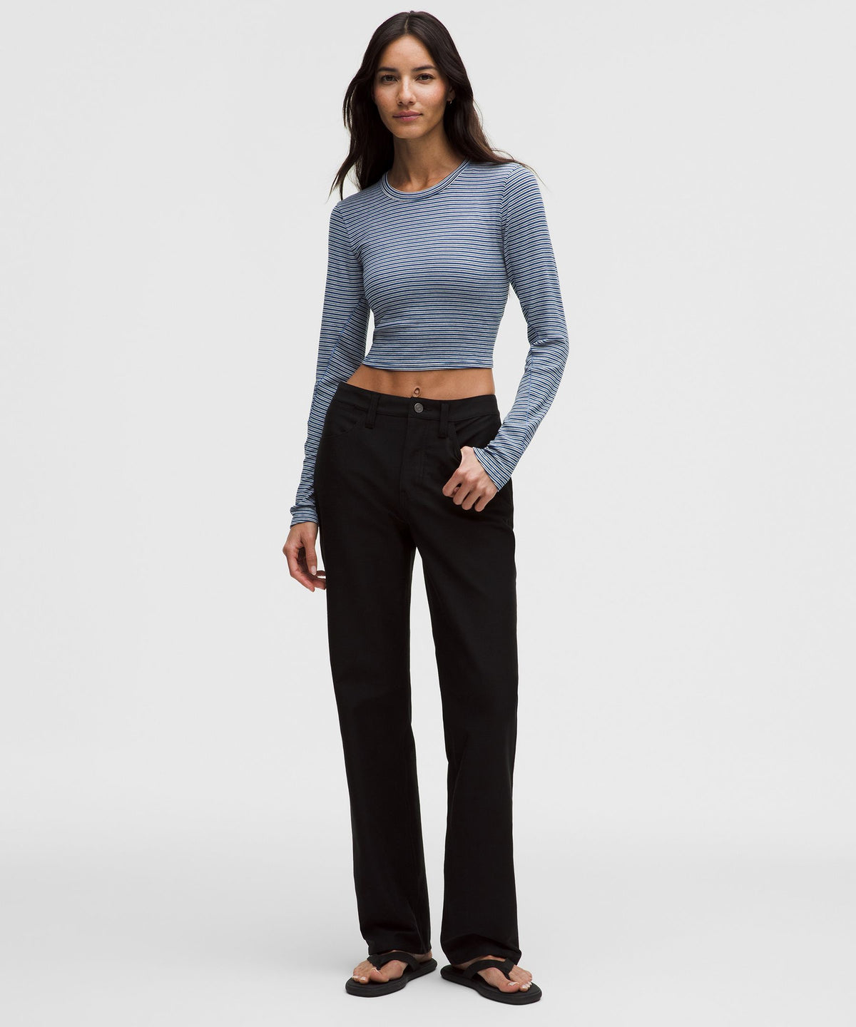 Hold Tight Straight-Hem Cropped Long-Sleeve Shirt