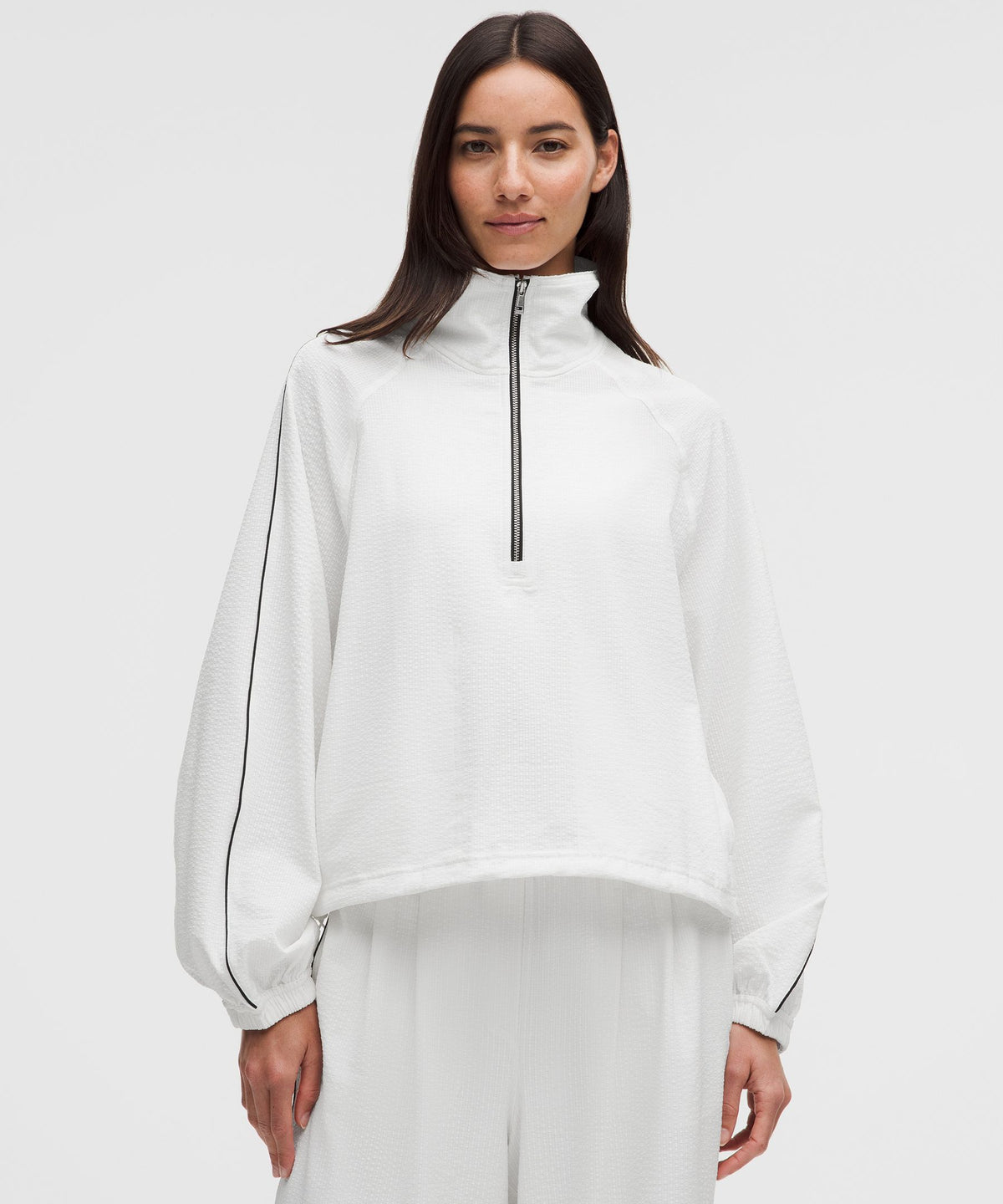 Seersucker WovenAir Funnel-Neck Half Zip