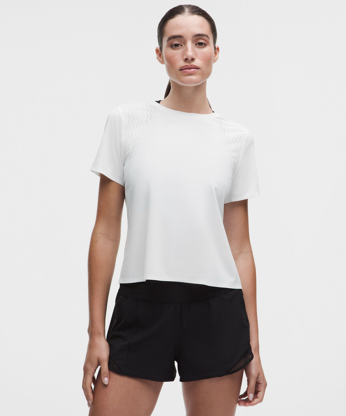 Sleek Perforated Running Short-Sleeve Shirt
