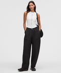 Crinkle Nylon Mid-Rise Barrel-Leg PantShort