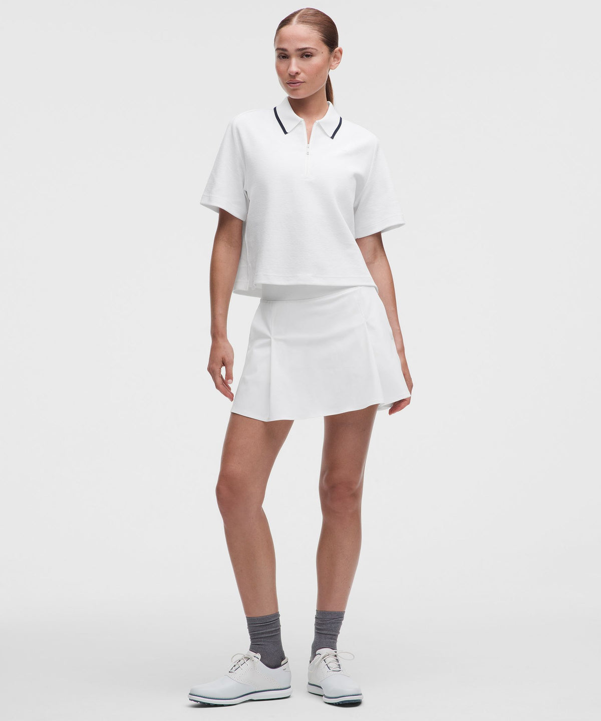 Top-Stitched Pleated Golf Skirt